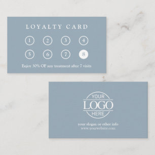 Elegant Modern Company Business Logo Dusty Blue Loyalty Card