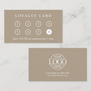 Elegant Modern Company Business Logo Taupe Beige Loyalty Card