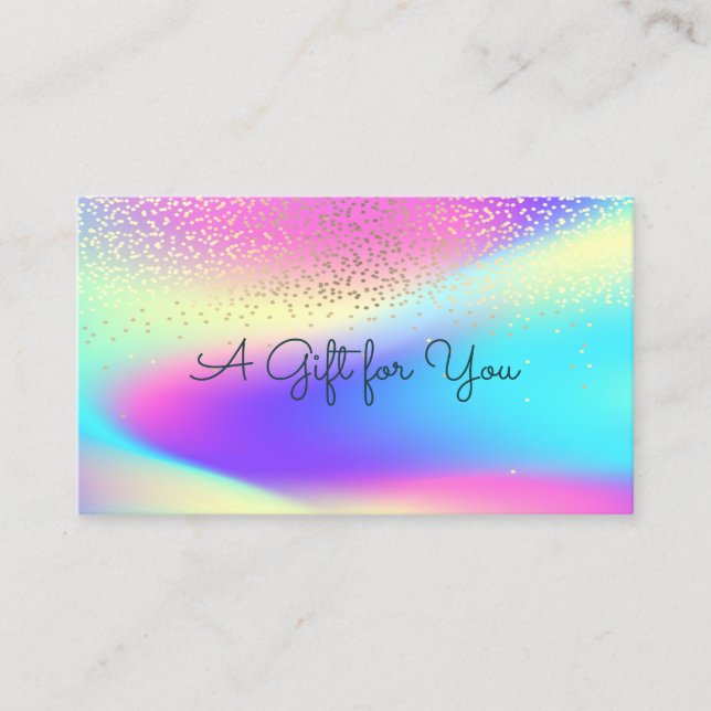 Elegant Modern Confetti Colourful Ombre Holographi Discount Card (Front)