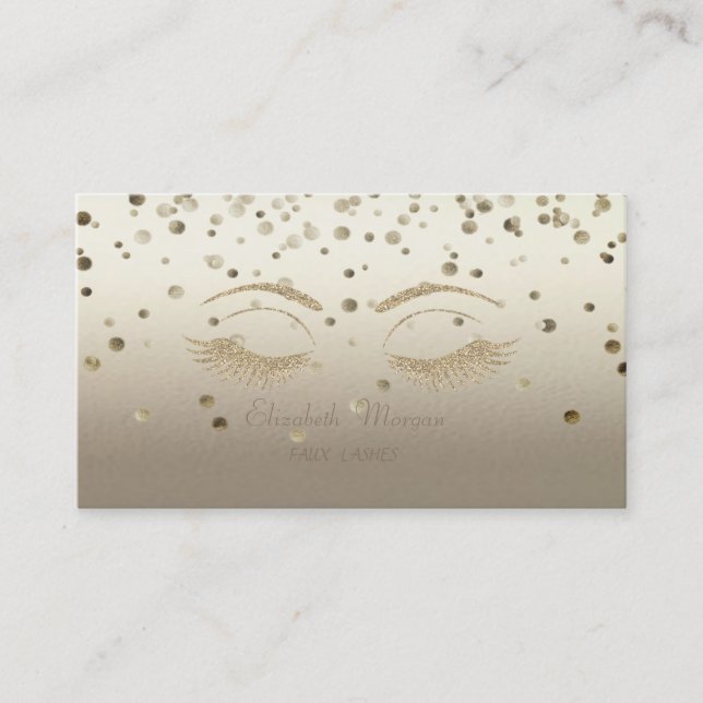Elegant Modern ,Confetti, Glittery Faux Lashes Business Card (Front)