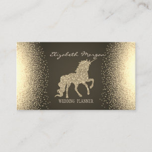 Elegant Modern Confetti Gold Glitter Unicorn Business Card