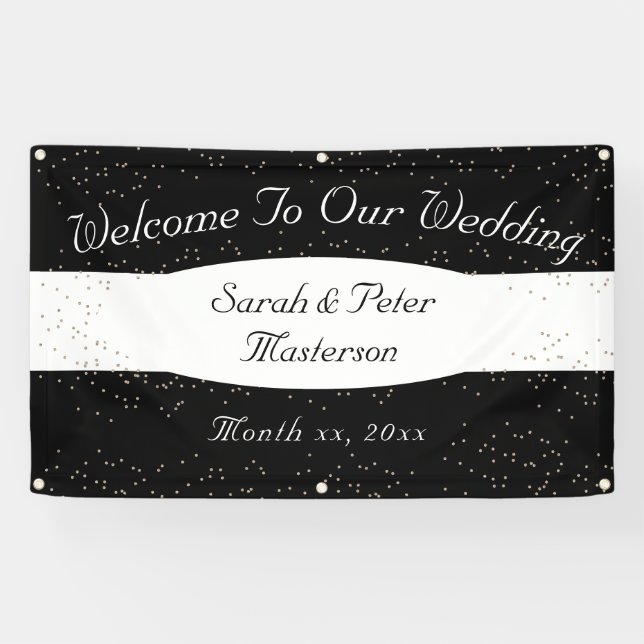 Elegant Modern Confetti Gold Wedding Banner (Horizontal)