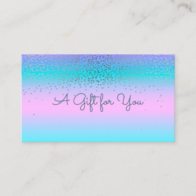 Elegant Modern Confetti Holographic Ombre Discount Card (Front)