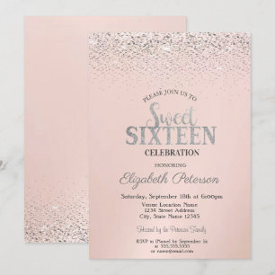 Elegant Modern Confetti Sweet 16 Invitation