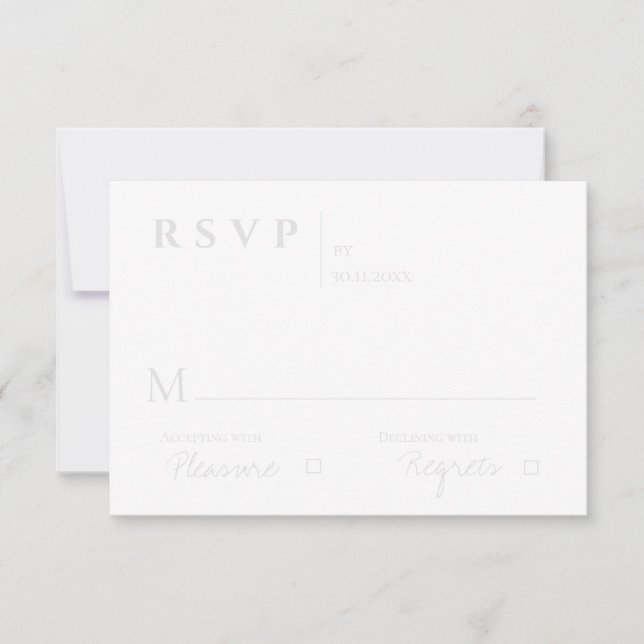 Elegant Modern Contemporary Minimalist Wedding RSV RSVP Card (Front)