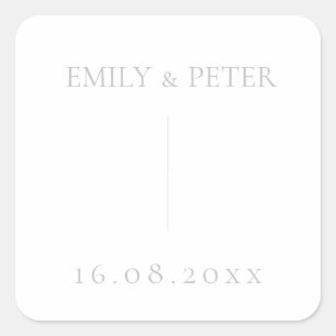 Elegant Modern Contemporary Minimalist  Wedding Square Sticker