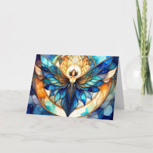 Elegant Modern Contemporary Stained Glass Angel Holiday Card