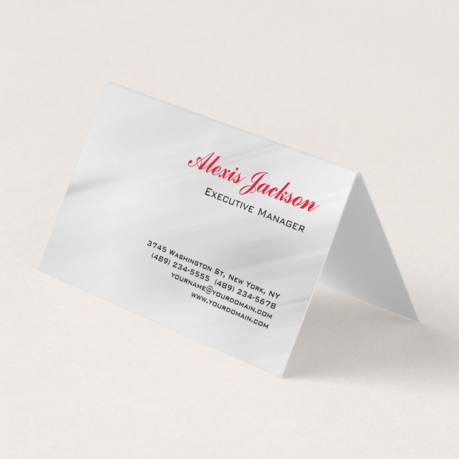 Elegant Modern Contemporary Style Grey Red Business Card (Front)