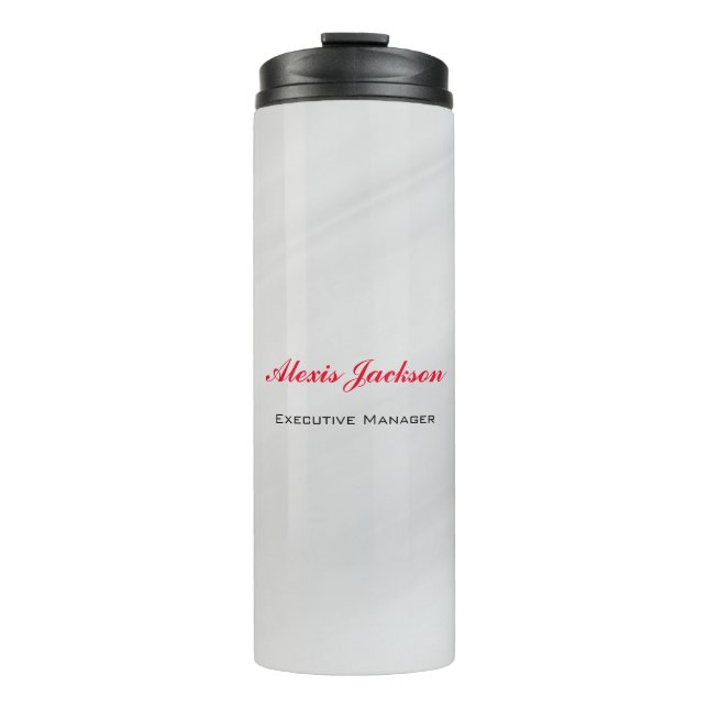Elegant Modern Contemporary Style Grey Red Thermal Tumbler (Front)