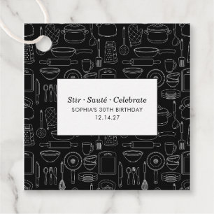 Elegant Modern Cooking Party Chef Birthday Party Favour Tags