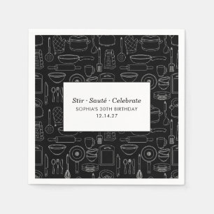 Elegant Modern Cooking Party Chef Birthday Party Napkin