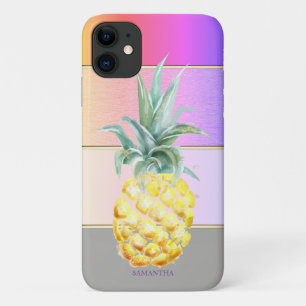 Elegant Modern Cool Striped Pineapple iPhone 11 Case