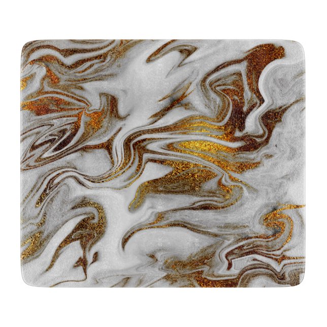 Elegant modern copper gold & white marble look cutting board (Front)