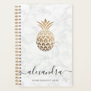 Elegant modern copper gold white marble pineapple planner