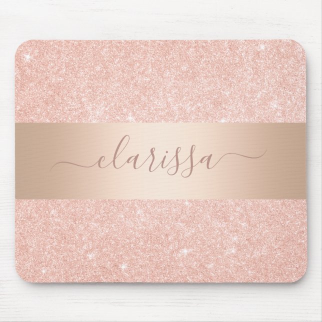 Elegant modern copper rose gold glitter  mouse mat (Front)