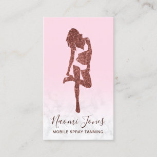 Elegant modern copper rose gold glitter spray tans business card