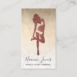 Elegant modern copper rose gold glitter spray tans business card