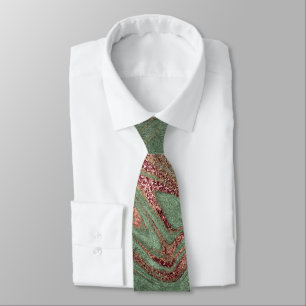 Elegant modern copper rose gold green marble look tie