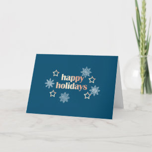 Elegant modern copper rose gold Happy Holidays Card