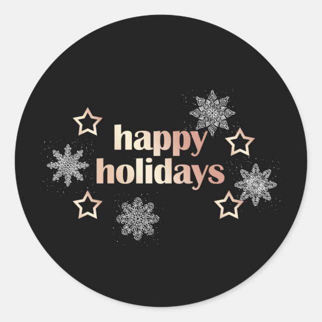 Elegant modern copper rose gold Happy Holidays Classic Round Sticker (Front)