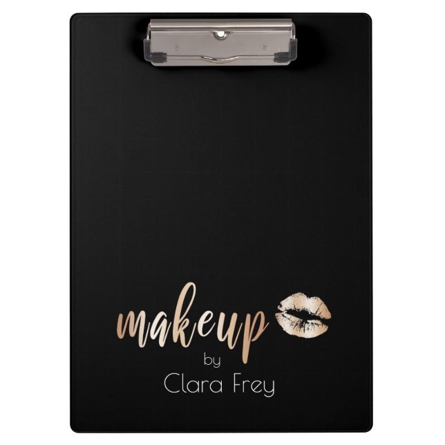 Elegant modern copper rose gold lips and makeup clipboard (Front)
