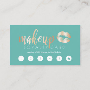 Elegant modern copper rose gold lips and makeup loyalty card