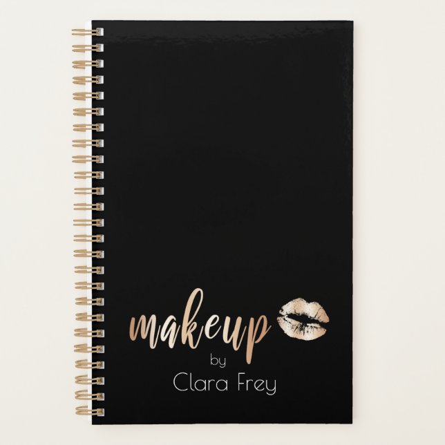 Elegant modern copper rose gold lips and makeup planner (Front)