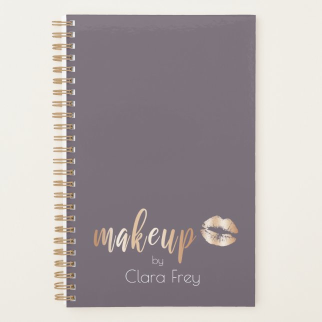 Elegant modern copper rose gold lips and makeup planner (Front)