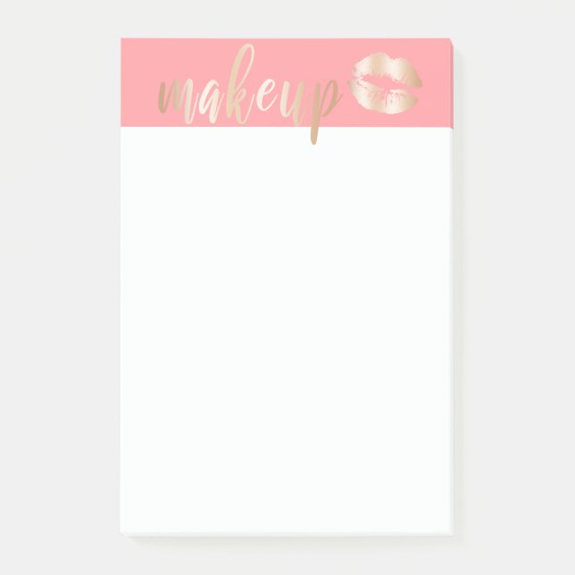 Elegant modern copper rose gold lips and makeup post-it notes (Front)