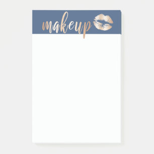 Elegant modern copper rose gold lips and makeup post-it notes