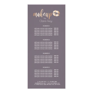 Elegant modern copper rose gold lips and makeup rack card