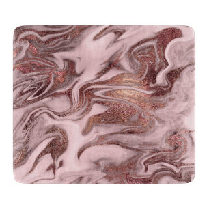 Elegant modern copper rose gold pink marble look cutting board