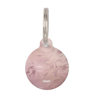 Elegant modern copper rose gold pink marble look pet tag