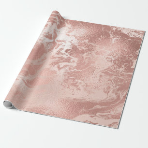 Elegant modern copper rose gold & pink marble wrapping paper