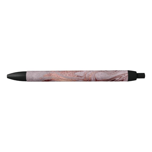 Elegant modern copper rose gold purple marble look blue ink pen (Front)