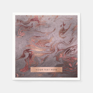 Elegant modern copper rose gold purple marble look napkin