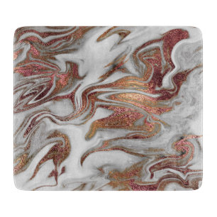 Elegant modern copper rose gold white marble look cutting board