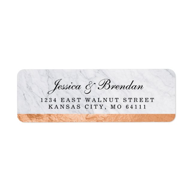 Elegant Modern Copper Wedding Return Address Label (Front)
