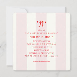 Elegant Modern Coquette Pink Baby Shower  Invitation