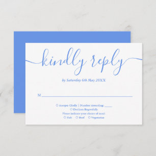 Elegant Modern Cornflower Blue Script RSVP Card