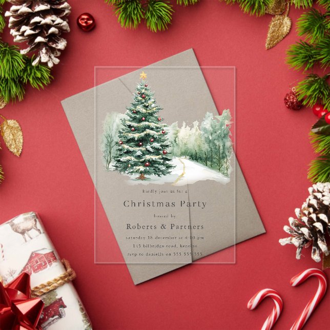 Elegant Modern Corporate Christmas Party Acrylic Invitations (Insitu (Holiday))