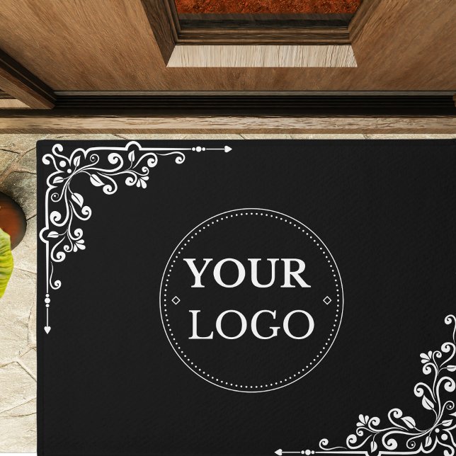 Elegant Modern Corporate Logo Black Door Mat (Creator Uploaded)
