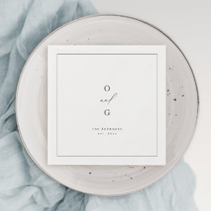 Elegant modern couple monogram minimalist wedding napkin