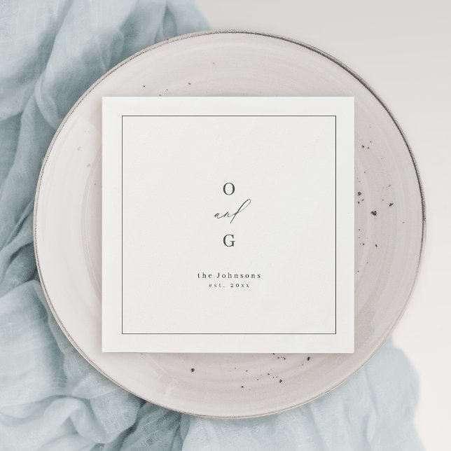 Elegant modern couple monogram minimalist wedding napkin (Elegant modern couple monogram minimalist wedding napkins)