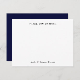 Elegant Modern Couple Navy Blue Thank You Card