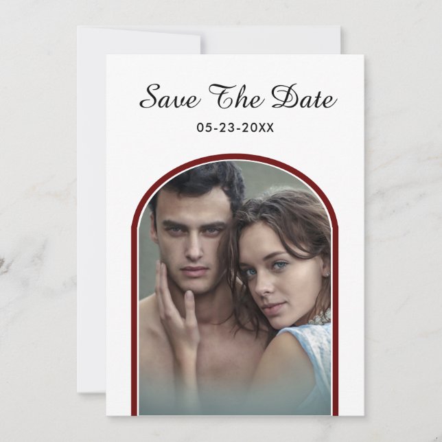 Elegant Modern Couple Photo Wedding Personalise Save The Date (Front)
