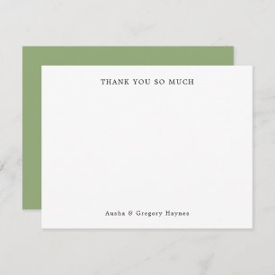 Elegant Modern Couple Typography Green Thank You Card