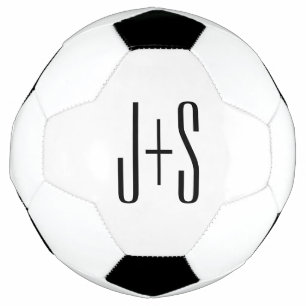 Elegant Modern Couples Initials   White & Black Football