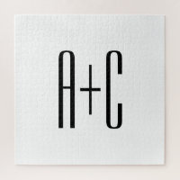 Elegant Modern Couples Initials | White & Black