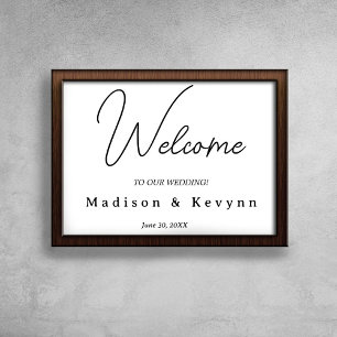 Elegant Modern  Couples Names Wedding Welcome Sign